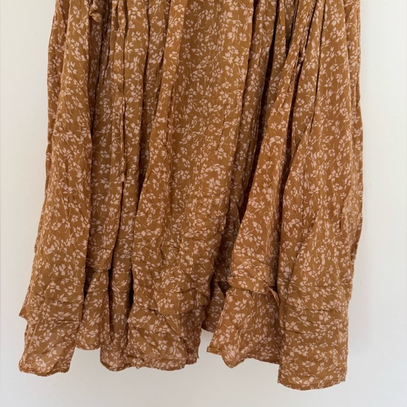 Free People - One Fine Day Mini Floral Dress in Tan Brown - Size M - Picture 3 of 12